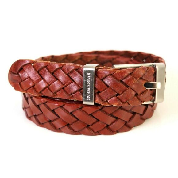 Jones Wear BRAIDED BROWN GENUINE LEATHER 1"Wd CASUAL DRESS WOMEN'S BELT L (T10 - Picture 6 of 9